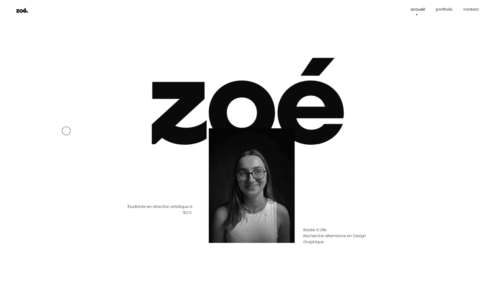 Portfolio de Zoé, direction artistique noir et blanc